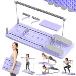 Multifunctional Pilates Board, Pilates Reformer Sets 7-in-1 Foldable Pilates Reformer Machine for Home Workout with Timer, Phone Holder, Push-up Bar, Ab Board, 330LBS Capacity Portable Set, Purple