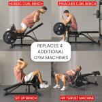 Finer Form GLX Adjustable Weight Bench with Leg Extension and Curl Machine, Total Body Bench for Home Gym, Great for Bench Press, Sit Ups, Preacher Curl, Hip Thrusts and Other Plate-Loaded Exercises