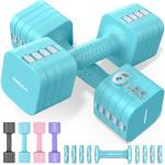 FEIERDUN 5-in-1 Adjustable Dumbbell Set of 2, 12LBS/20LBS Hand Weights for Women, 1s-Adjust Dual-Stable Dumbbell Set for Women Home Gym & Outdoor