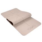 YOGATI® Non Slip Yoga Mat with Alignment Lines. Home Workout Mat for Women, Men and Kids. Thick Yoga Mats with Strap for Pilates and Fitness. Brown and Beige Yoga Mat.