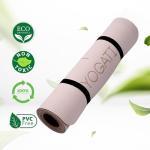 YOGATI® Non Slip Yoga Mat with Alignment Lines. Home Workout Mat for Women, Men and Kids. Thick Yoga Mats with Strap for Pilates and Fitness. Brown and Beige Yoga Mat.