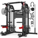 Birdfeel Multi-Function 2000LB Smith Machine Power Cage, Home Gym Squat Rack Featuring LAT Pulldown, Dual Pulley Cable Crossover, Pegboard and Attachments, Gym-Quality Power Rack