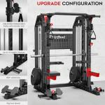 Birdfeel Multi-Function 2000LB Smith Machine Power Cage, Home Gym Squat Rack Featuring LAT Pulldown, Dual Pulley Cable Crossover, Pegboard and Attachments, Gym-Quality Power Rack