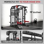 Birdfeel Multi-Function 2000LB Smith Machine Power Cage, Home Gym Squat Rack Featuring LAT Pulldown, Dual Pulley Cable Crossover, Pegboard and Attachments, Gym-Quality Power Rack