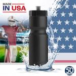 50 Strong Sports Water Bottles 2-Pack – Reusable 22 oz BPA-Free Plastic Bottles with Pull Top Cap – Made in USA – Top Rack Dishwasher Safe – Fits Most Bike Cages Brand - Black