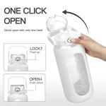 chunmo 64oz Glass Water Bolttles with Straw Half Gallon Large Motivational Water Bottle with Time Marker Sports Water Bottles with Silicone Sleeve and Handle Lid Water Jug for Gym Workout