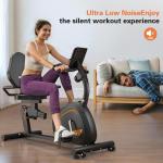 Goimu Recumbent Exercise Bike, Stationary Bikes for Home Magnetic Recumbent Bike with Adjust Seat for Adults Seniors, 300LB Capacity & 8-level Resistance, LCD Monitor & Heart Rate Handle (XB02-Orange)