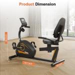 Goimu Recumbent Exercise Bike, Stationary Bikes for Home Magnetic Recumbent Bike with Adjust Seat for Adults Seniors, 300LB Capacity & 8-level Resistance, LCD Monitor & Heart Rate Handle (XB02-Orange)