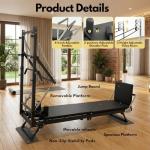 BIOCOR MAX3.0 Foldable 93" Pilates Reformer with Tower, Pilates Machine with Attachable Tower, Pilates Ring & Yoga Bands, Jumpboard, Dual Resistance Springs, Reformers for Home Workout, up to 800 lbs
