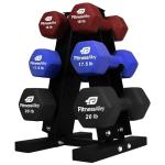 Fitness Alley Neoprene 3 Pairs Workout Dumbbells (15LB, 17.5LB & 20LB) + 3 Tier Rack - Non Slip, Anti Roll Exercise & Fitness Dumbbells Combo - 230 LB Rack Capacity + 2.00MM Thickness - Ideal for Home