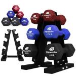 Fitness Alley Neoprene 3 Pairs Workout Dumbbells (15LB, 17.5LB & 20LB) + 3 Tier Rack - Non Slip, Anti Roll Exercise & Fitness Dumbbells Combo - 230 LB Rack Capacity + 2.00MM Thickness - Ideal for Home