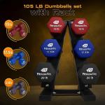 Fitness Alley Neoprene 3 Pairs Workout Dumbbells (15LB, 17.5LB & 20LB) + 3 Tier Rack - Non Slip, Anti Roll Exercise & Fitness Dumbbells Combo - 230 LB Rack Capacity + 2.00MM Thickness - Ideal for Home