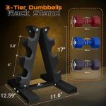 Fitness Alley Neoprene 3 Pairs Workout Dumbbells (15LB, 17.5LB & 20LB) + 3 Tier Rack - Non Slip, Anti Roll Exercise & Fitness Dumbbells Combo - 230 LB Rack Capacity + 2.00MM Thickness - Ideal for Home