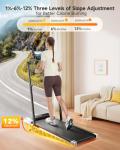TOPUTURE Walking Pad Treadmill with 12% Incline, 6 in 1 Folding Treadmill with Adjustable Handle Bar for Home/Office, Under Desk Treadmills Portable Walking Pad with App, Remote Control & LED Display