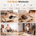 BIOCOR 92" 3RD Gen Extended Pilates Reformer, Foldable Pilates Machine with Yoga Ring & Headrest, Jumpboard, Dual Resistance Springs, Pilates Equipment for Home Workout, up to 500 lbs (Vanilla)