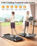 TOPUTURE Walking Pad Treadmill with 12% Incline, 6 in 1 Folding Treadmill with Adjustable Handle Bar for Home/Office, Under Desk Treadmills Portable Walking Pad with App, Remote Control & LED Display