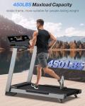 WELLFIT Home Treadmill, 2 Level Incline Heavyduty Treadmill with Pulse Sensor, 4.0 HP, 10 MPH, 450 lbs Capacity, 20'' x 45'' Running Area Treadmills with Bluetooth Player & LED Display