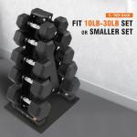 Fitvids Rubber Coated Hex Dumbbell Weight Set and Storage Rack, 200 LBS