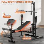 Fostoy 9-in-1 Adjustable Olympic Weight Bench with Lat Pulldown, Row, Squat Rack & Leg Curl – Multi-Function Strength Training Bench Press for Home Gym Full Body Workout