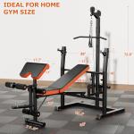 Fostoy 9-in-1 Adjustable Olympic Weight Bench with Lat Pulldown, Row, Squat Rack & Leg Curl – Multi-Function Strength Training Bench Press for Home Gym Full Body Workout