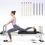 Pilates Reformer, Foldable Pilates Machine for Home and Gym Workout with Dual Resistance and Adjustable Heights, Pilates Equipment Suitable for Advanced and Beginners Users, Up to 440 LBS (White)