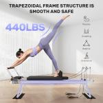 Pilates Reformer, Foldable Pilates Machine for Home and Gym Workout with Dual Resistance and Adjustable Heights, Pilates Equipment Suitable for Advanced and Beginners Users, Up to 440 LBS (White)
