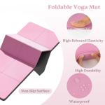 Foldable Yoga Mat Non Slip, Pilates Fitness Mats - 72" x 24" x 0.16" Extra Width ＆ Thick, Anti-Tear Exercise Mat with Carrying Strap and Bag, Workout Mats for Stretching,Yoga Studio,Gym or Home Workouts