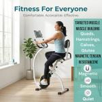 CUDOEEAI Ergonomic Recumbent Exercise Bike, Foldable Space-Saving, Quiet Magnetic Resistance, LCD Monitor & Tablet Holder for Indoor Cardio