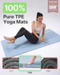 YOTTOY Yoga Mat，Extra Thick Yoga Mat (1/2inch),Professional TPE Exercise Mat,Non-Slip Workout Mat for Yoga, Pilates, Fitness, Barefoot Workouts, Home Gym Studio with Strap