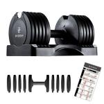 BYZOOM FITNESS Adjustable Dumbbell Set 25lb Single Unit – 5-in-1 Compact Free Weights for Home Gym, Patented Easy-Adjust Design, Sleek Aesthetic for Strength Training & Workouts, Black