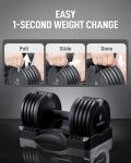 BYZOOM FITNESS Adjustable Dumbbell Set 25lb Single Unit – 5-in-1 Compact Free Weights for Home Gym, Patented Easy-Adjust Design, Sleek Aesthetic for Strength Training & Workouts, Black