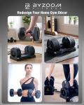 BYZOOM FITNESS Adjustable Dumbbell Set 25lb Single Unit – 5-in-1 Compact Free Weights for Home Gym, Patented Easy-Adjust Design, Sleek Aesthetic for Strength Training & Workouts, Black