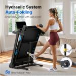 MERACH Incline Treadmill with Incline 6%-15%, 7-Layer Belt 300LBS Capacity Tredmill Foldable Handle Running Treadmills for Home, 0.5-7.5MPH 3.0HP Incline Folding Treadmill LED with APP Threadmill