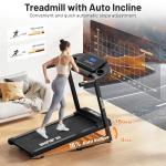 JELENS Treadmill for Home with 0-15% Auto Incline, Foldable Walking Pad Treadmill with 330LBS Weight Capacity and Pulse Sensors, 3.0HP Quiet Walking Pad with App and LCD Display (Black)