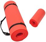 Fitvids All Purpose 1/2-Inch Extra Thick High Density Anti-Tear Exercise Yoga Mat and Knee Pad with Carrying Strap, Red