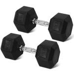 BalanceFrom Hex Dumbbells Set of 2, 30LB Black Coated Dumbbells Pair, Anti-Slip Weights for Home Gym Strength Training Fitness Men Women