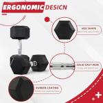 BalanceFrom Hex Dumbbells Set of 2, 30LB Black Coated Dumbbells Pair, Anti-Slip Weights for Home Gym Strength Training Fitness Men Women