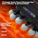 20 Head Massage Gun,More Powerful than 16 Head Massager,Deep Tissue Massager Gun with 3 Modes & 30 Levels, Muscle Massager for Pain Relief,Back Massager,Handheld Massager for Back,Neck,Shoulder
