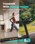 Treadmill for Home, 3.0HP Folding Treadmill with Incline, 300 lbs Capacity, Bluetooth & Heart Rate Sensor, Space-Saving Design