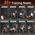 Multifunctional Home Gym Equipment, Workout Station with 150LBS Weight Stack, Home Gym Machine with Pulley System for Full Body Training