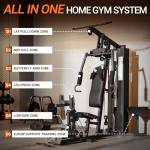 Multifunctional Home Gym Equipment, Workout Station with 150LBS Weight Stack, Home Gym Machine with Pulley System for Full Body Training