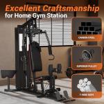 Multifunctional Home Gym Equipment, Workout Station with 150LBS Weight Stack, Home Gym Machine with Pulley System for Full Body Training