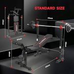 MAIDOMA Foldable 750LBS Standard Weight Bench with Leg Extension and Squat Rack, Bench Press for Full Body Workout, Adjustable Flat Incline Decline Workout Bench（US Stock）