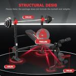 MAIDOMA Foldable 750LBS Standard Weight Bench with Leg Extension and Squat Rack, Bench Press for Full Body Workout, Adjustable Flat Incline Decline Workout Bench（US Stock）