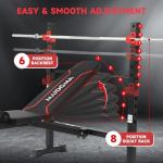 MAIDOMA Foldable 750LBS Standard Weight Bench with Leg Extension and Squat Rack, Bench Press for Full Body Workout, Adjustable Flat Incline Decline Workout Bench（US Stock）