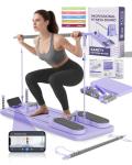 AMAZINGHOME Pro Foldable Pilates Board & Reformer Machine - Multifunctional Home Gym with Ergonomic Elbow Pads, Yoga Bar & Timer, 300lbs Capacity Core Workout Pilates Equipment (Purple)