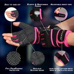RYMNT Workout Gloves with Weight Lifting Wrist Wrap,Vented Cushioned Palm & Extra Grip for Men Women Gym,Weightlifting,Fitness Training,Fitness,Exercise,WODs,Pullups.Pink-Medium
