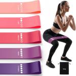 Resistance Bands for Working Out, 5-Pack Elastic Exercise Bands for Strength Training, Stretching, Workout; Home Gym Equipment for Women Men, Pilates Yoga Physical Therapy, Leg Glute Arm Exercise Kit
