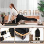 Pilates Reformer Board for Home Workout, 5-in-1 Pilates Equipment , Maple Wood Deck & High-Strength Steel Rails, Adjustable 20 lbs & 25 lbs Resistance Bands, Core & Full-Body Training
