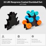 Signature Fitness Neoprene Coated Dumbbell Set with Stand (3lbs, 5lbs, 8lbs Set), Multicolor